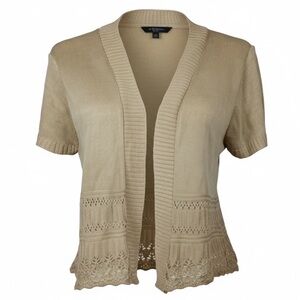 Liz Claiborne Beige Short Sleeve Cardigan